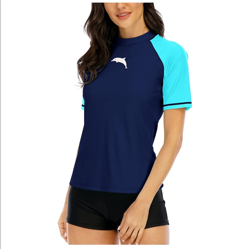 HALCURT Swim Top Blue on Blue with Dolphin